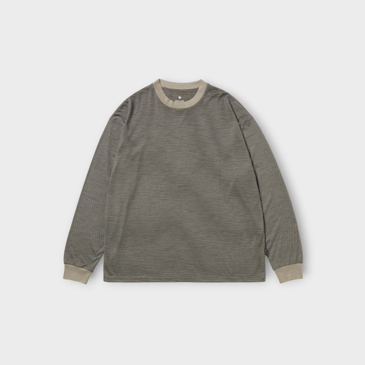 Snow Peak Summer Wool Stripe Langærmet T-Shirt I Grey