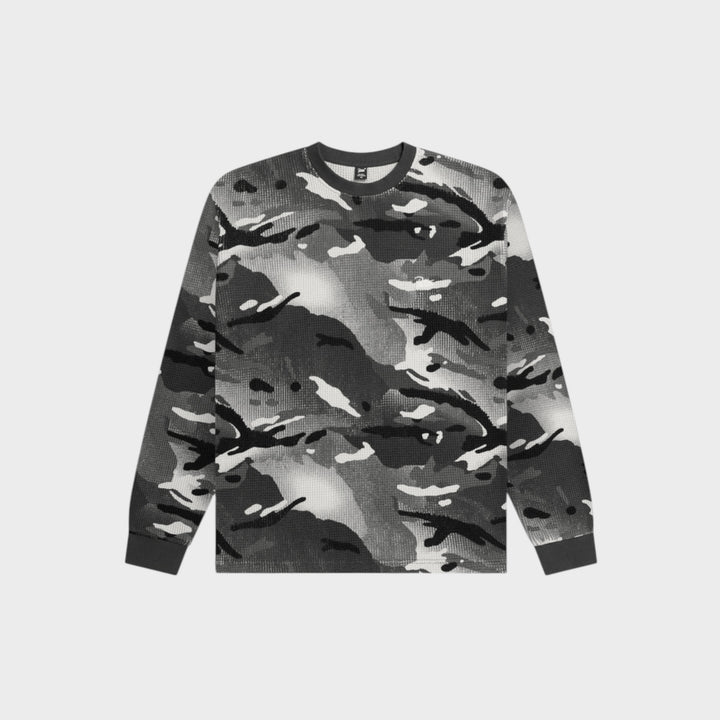 Patta Ghost Spray Camo Waffle Longsleeve I Jet Black