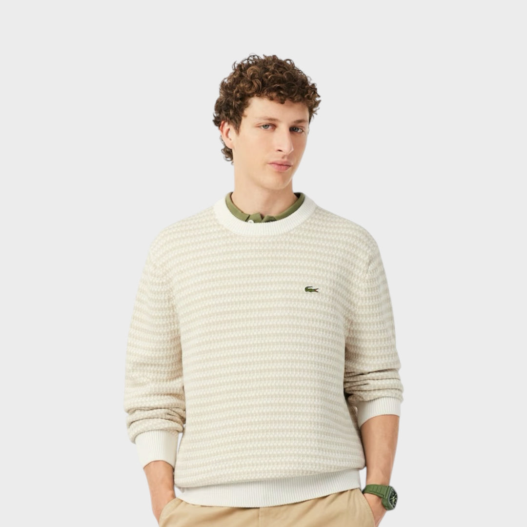 Lacoste Cotton Striped Sweater I Beige/Light Grey