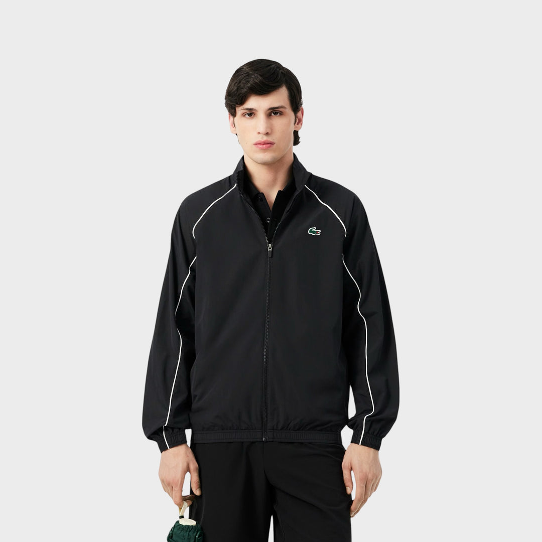 Lacoste Sport Water-Repellent Trim Accent Track Jacket I Sort