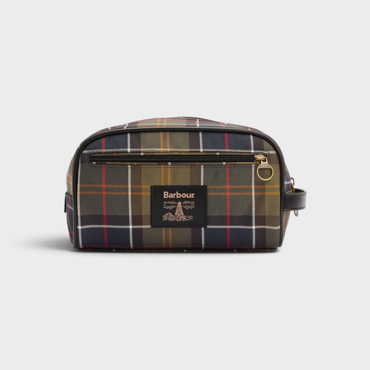 Barbour Tartan Wash Bag  I Olive