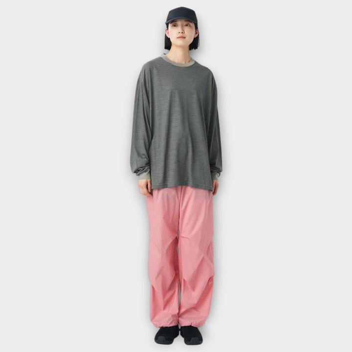 Snow Peak Summer Wool Stripe Langærmet T-Shirt I Grey