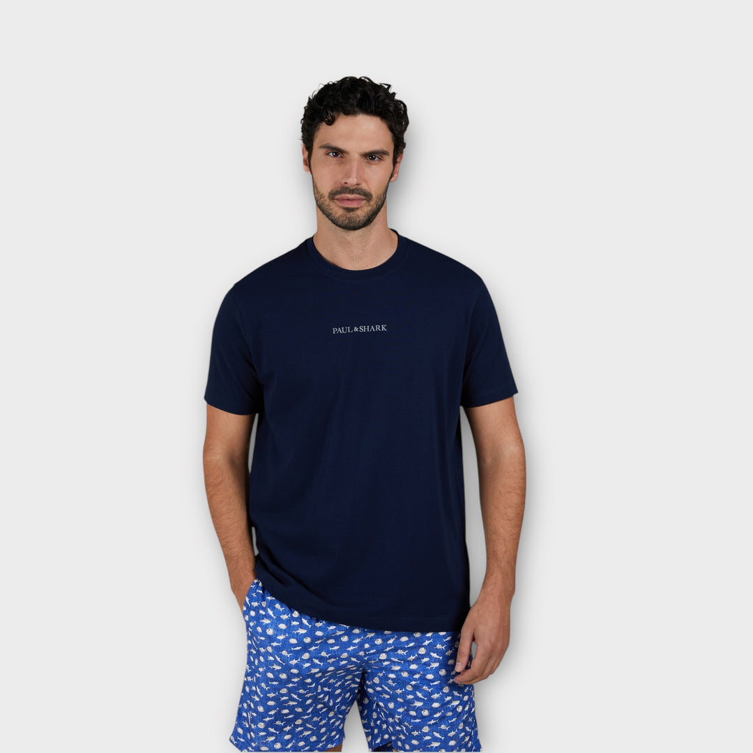 Paul & Shark Knitted Cotton T-Shirt I Navy