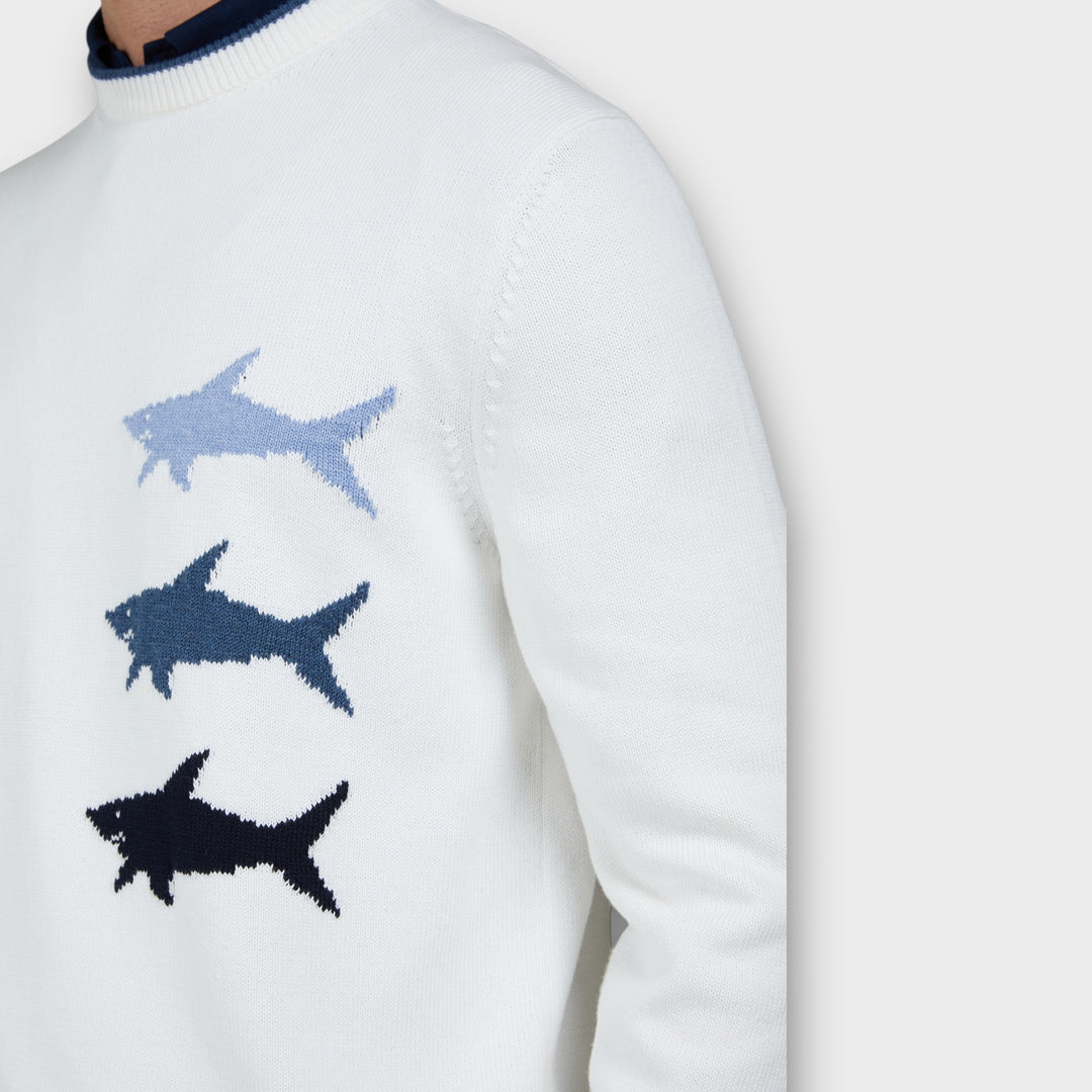 Paul & Shark Cotton Round-neck Sweatshirt I Creme hvid