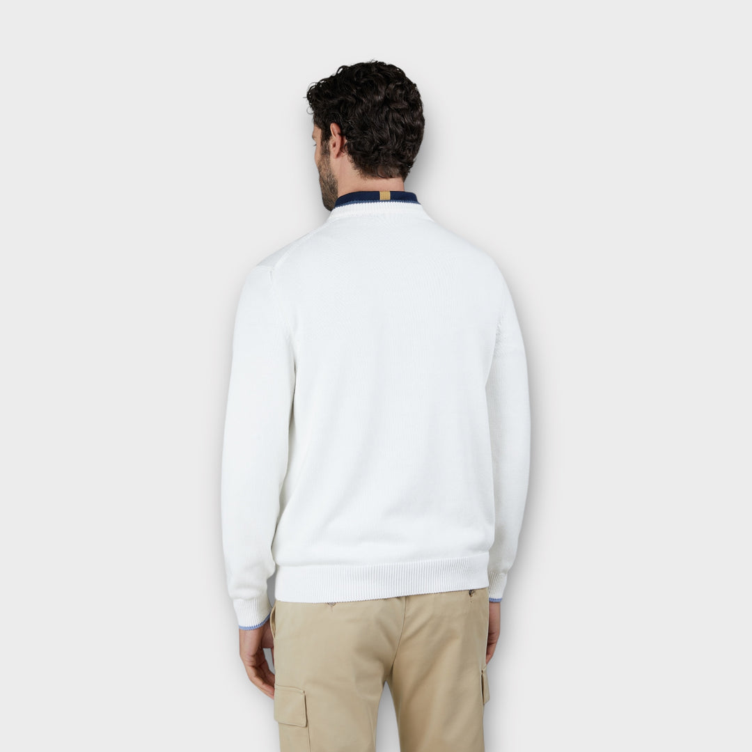 Paul & Shark Cotton Round-neck Sweatshirt I Creme hvid