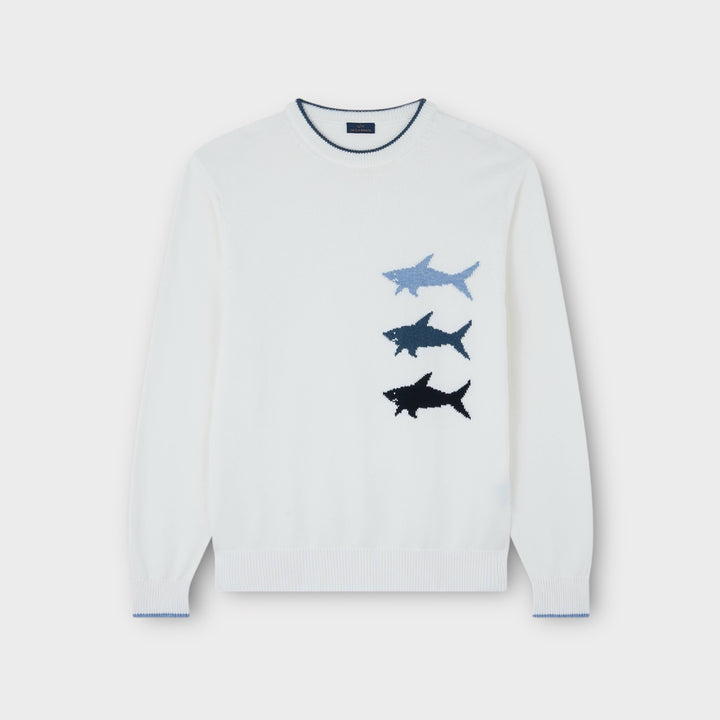 Paul & Shark Cotton Round-neck Sweatshirt I Creme hvid