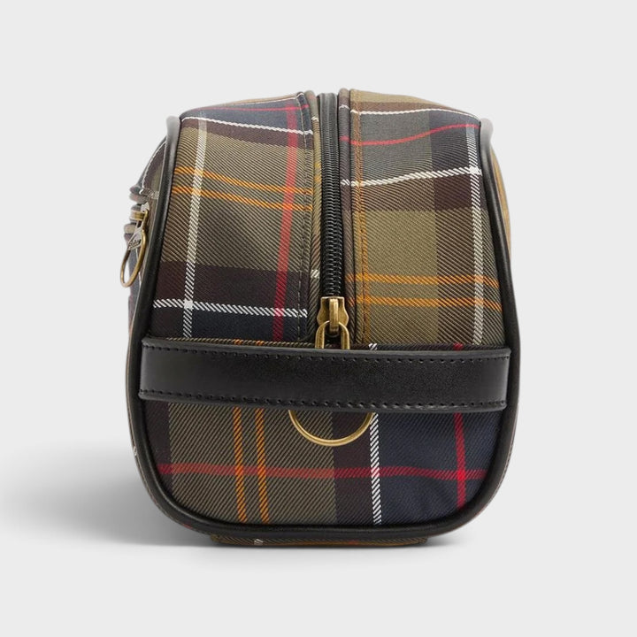 Barbour Tartan Wash Bag  I Olive