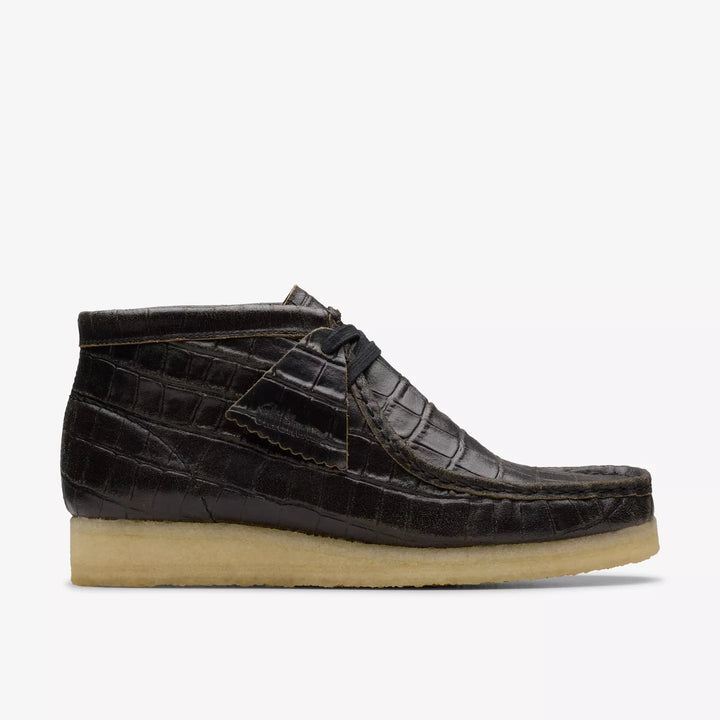 Clarks Wallabee Boot In Black Croc