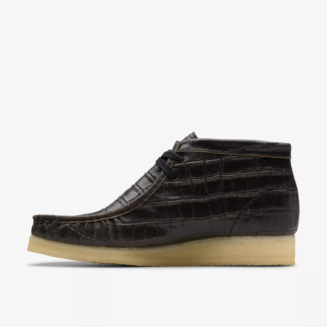 Clarks Wallabee Boot In Black Croc