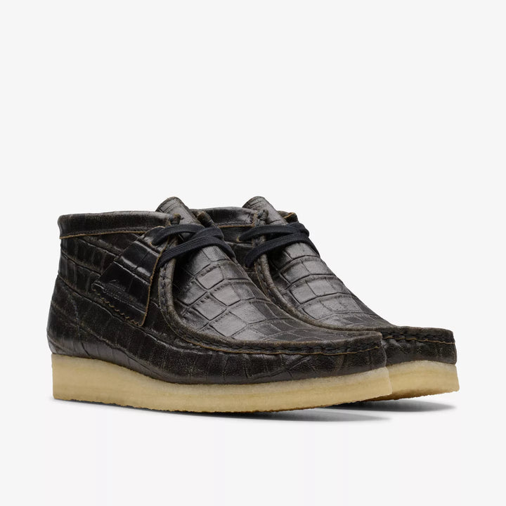 Clarks Wallabee Boot In Black Croc