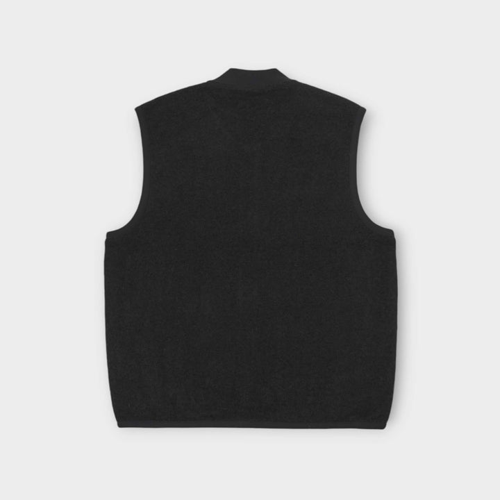 Universal Works Zip Wool Waistcoat In Black