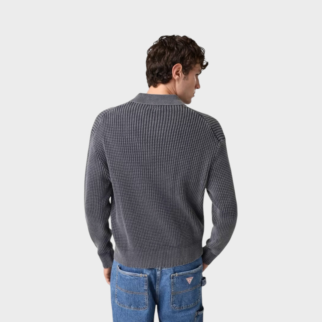 GUESS JEANS Waffle Polo I Grå/Blå