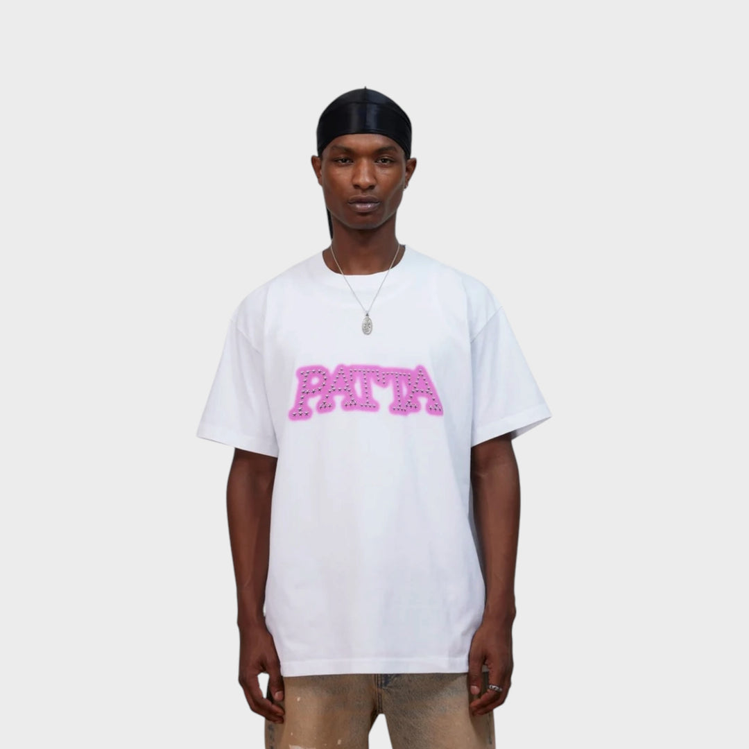 Patta Studs T-Shirt I Hvid/Pink