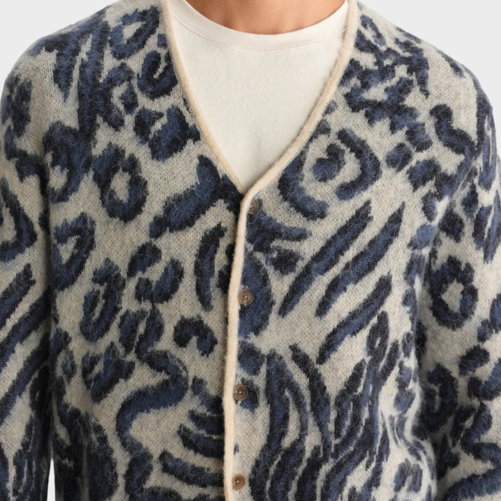 Wax London Alban Cardigan I Ecru/Navy