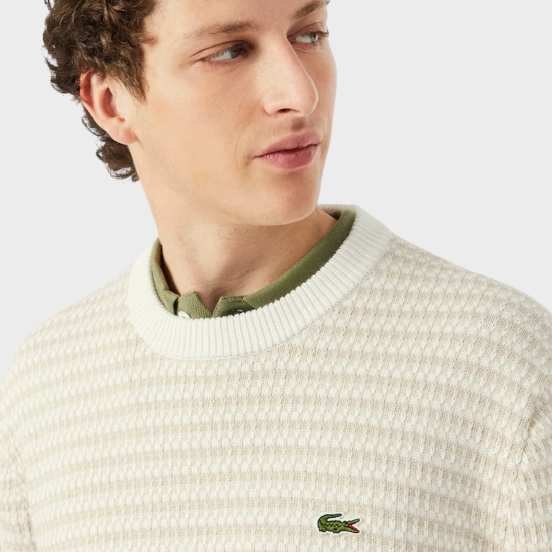 Lacoste Cotton Striped Sweater I Beige/Light Grey
