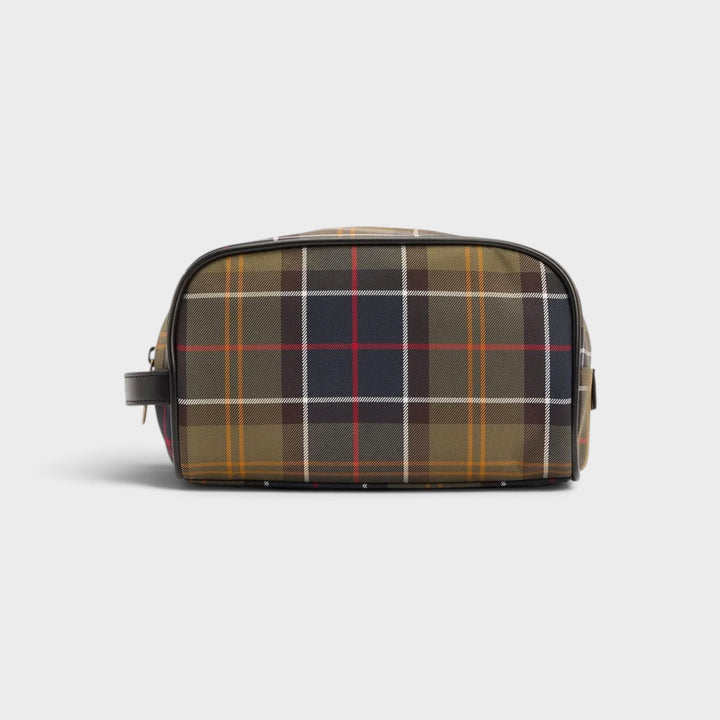 Barbour Tartan Wash Bag  I Olive