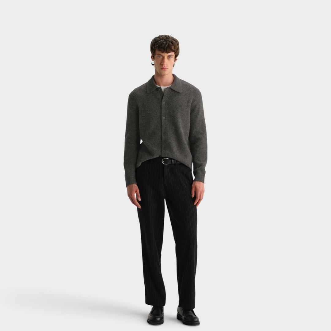 Wax London Tristan Knit Polo I Charcoal