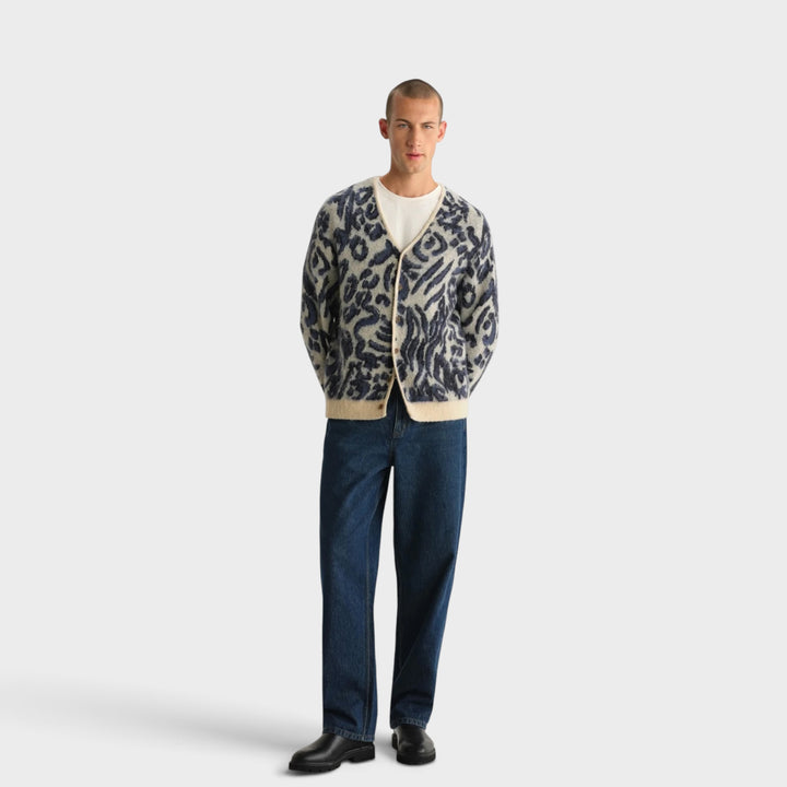 Wax London Alban Cardigan I Ecru/Navy