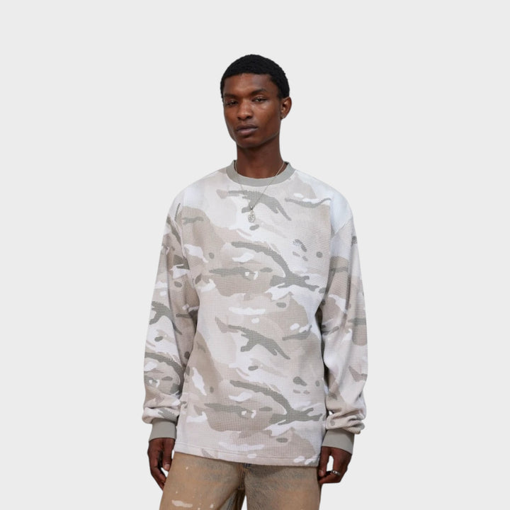 Patta Ghost Spray Camo Waffle Longsleeve I Willow Grey