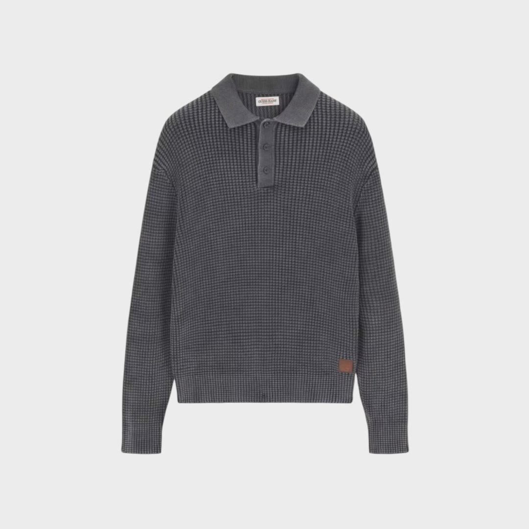 GUESS JEANS Waffle Polo I Grå/Blå