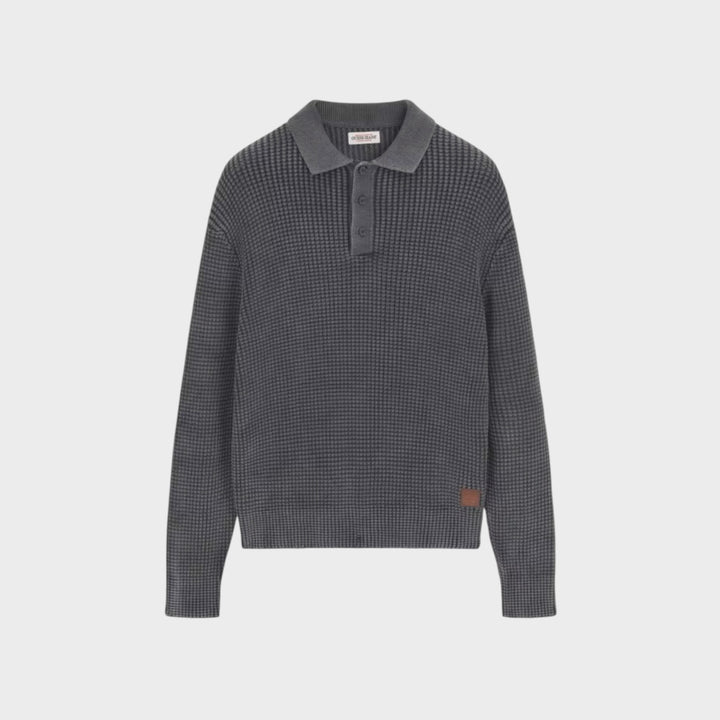 GUESS JEANS Waffle Polo I Grå/Blå