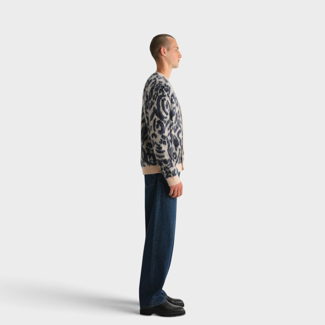 Wax London Alban Cardigan I Ecru/Navy