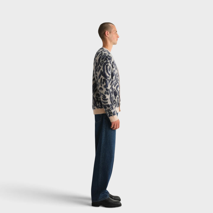 Wax London Alban Cardigan I Ecru/Navy