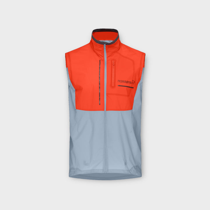 Norrøna Senja Aero90 Vest In Orange/ Light Blue