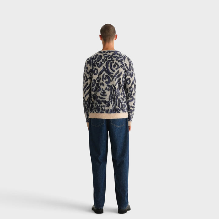 Wax London Alban Cardigan I Ecru/Navy