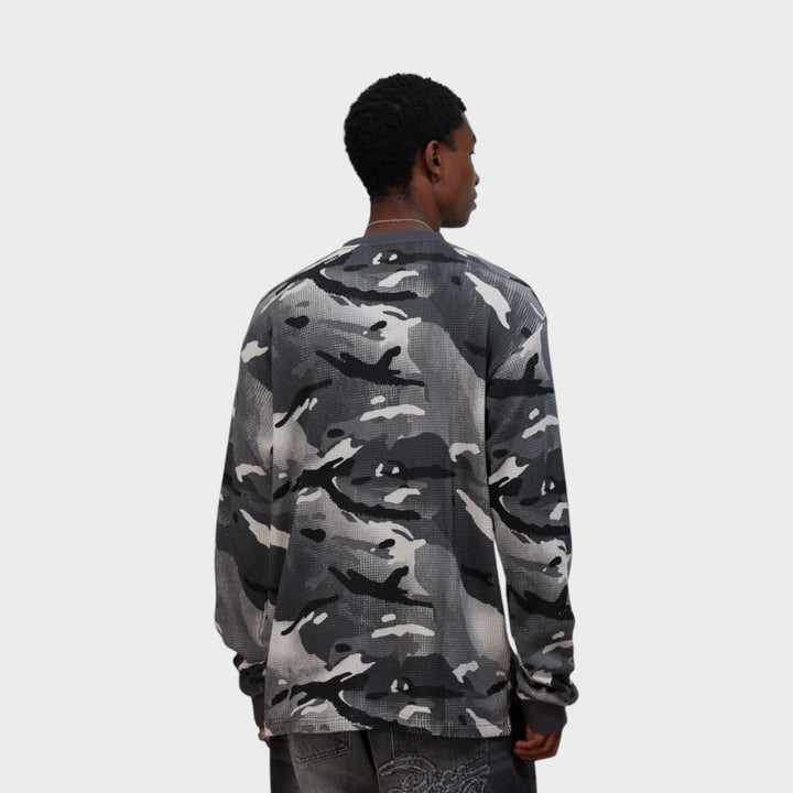 Patta Ghost Spray Camo Waffle Longsleeve I Jet Black