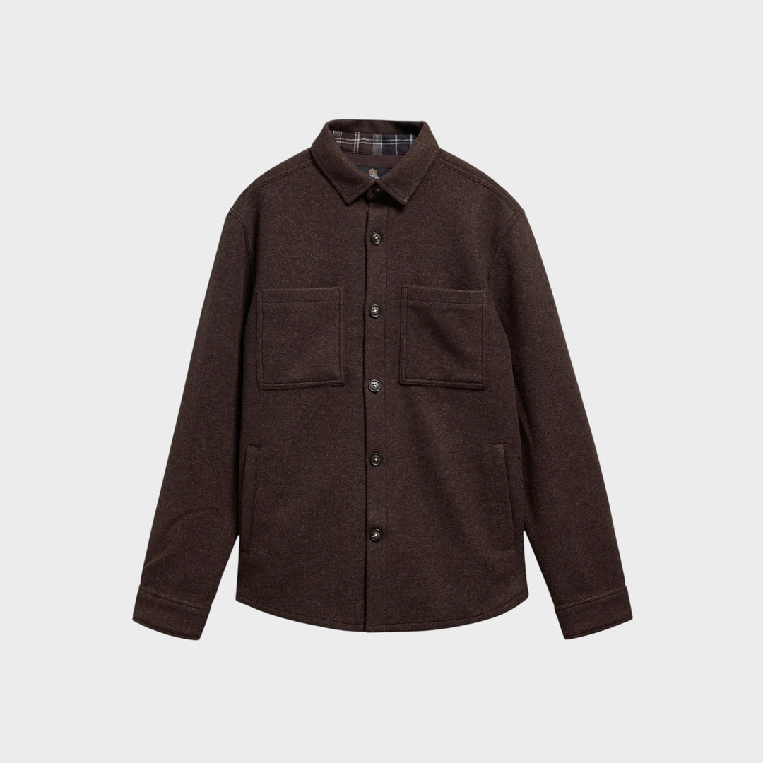 Barbour Marltown Tailored Wool Blend Overshirt I Dark Oak