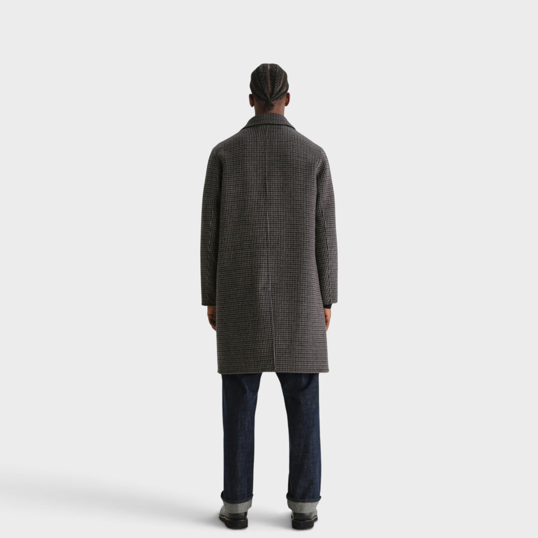 Wax London Stan Double Face Check Coat I Navy/Brown