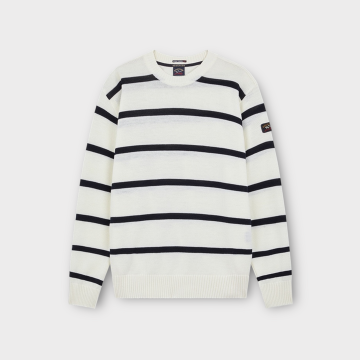 Paul & Shark Stribet Strik I Hvid/Navy