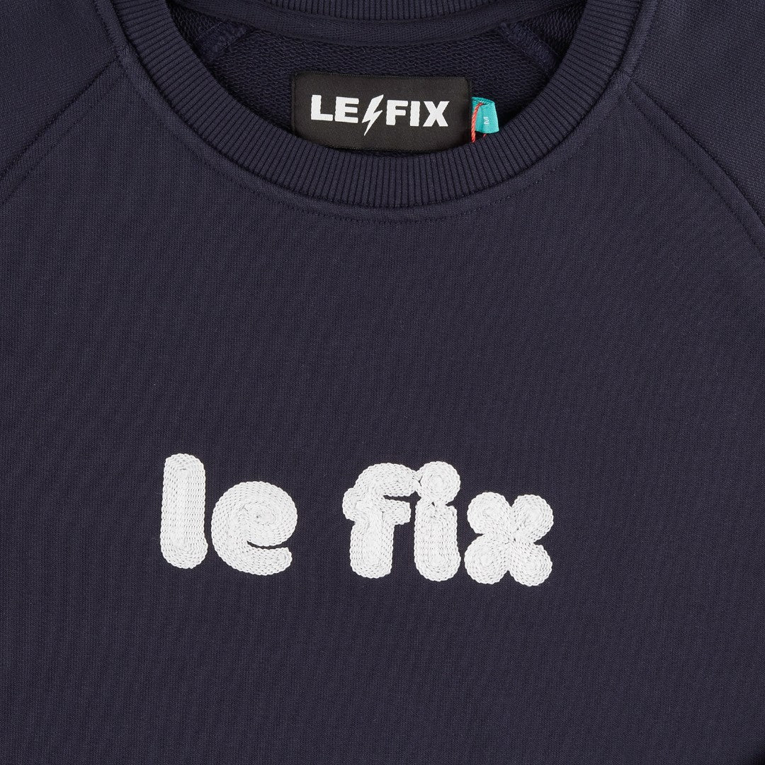 Le Fix Burger Chain Emb. Crewneck I Navy