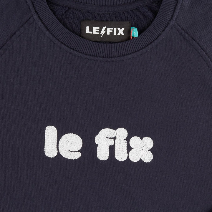 Le Fix Burger Chain Emb. Crewneck I Navy