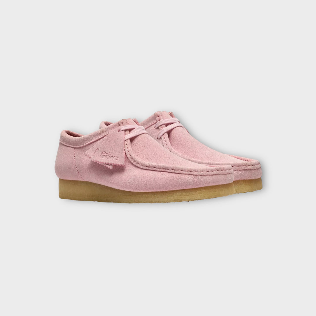 clarks-wallabee-light-pink-suede-material