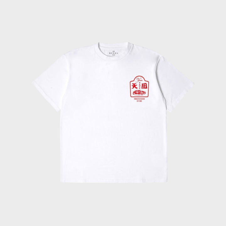 EDWIN Tonkatsu T-shirt grafisk print bryst og ryg streetwearle fix japansk design basic simpel