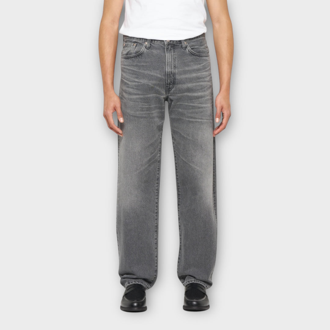 loose fit jeans i sort washed denim med klassisk 5 pocket design