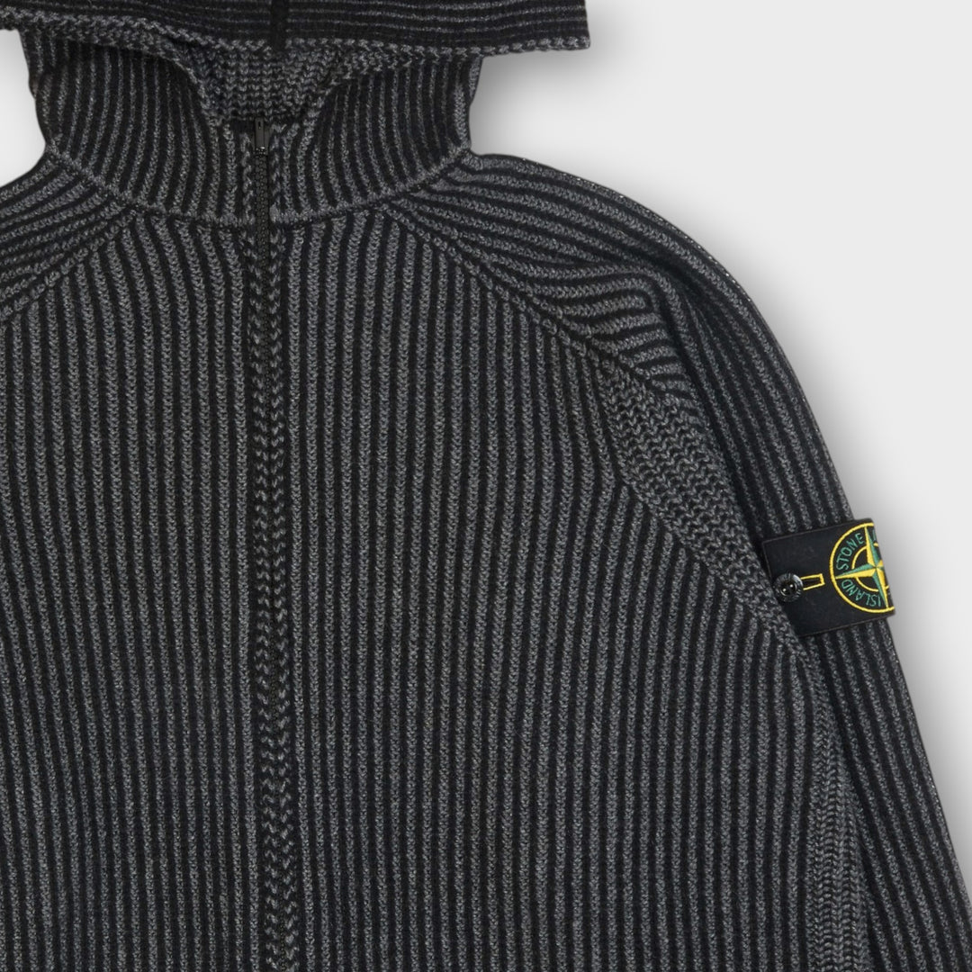 Stone Island Two-Tone Vanise Cashmere Zip Hoodie I Sort