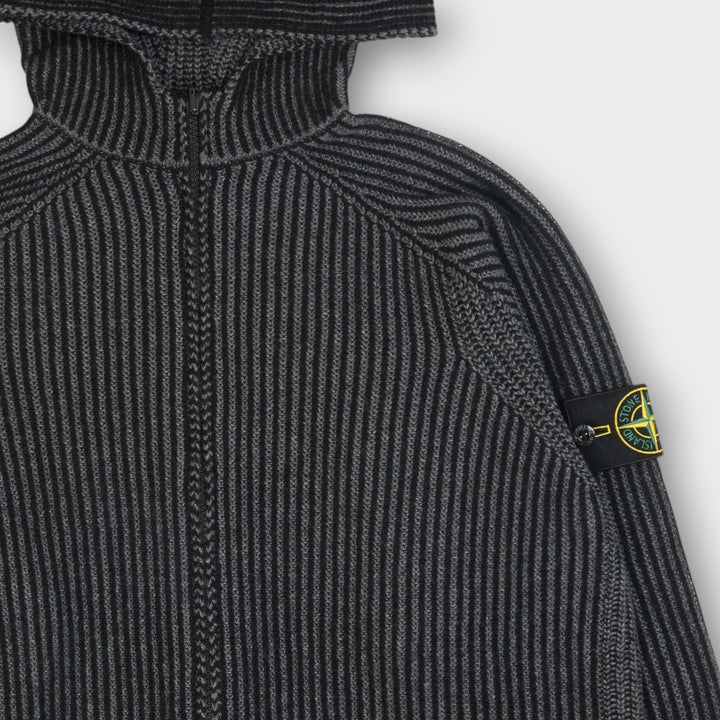 Stone Island Two-Tone Vanise Cashmere Zip Hoodie I Sort