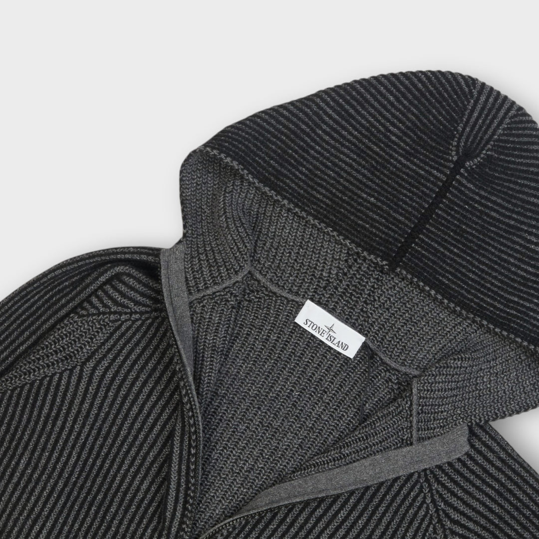 Stone Island Two-Tone Vanise Cashmere Zip Hoodie I Sort