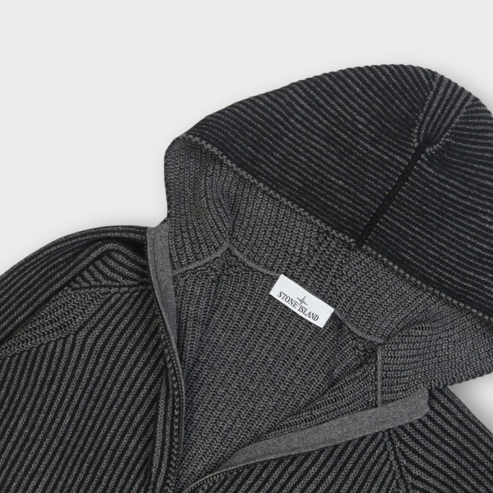 Stone Island Two-Tone Vanise Cashmere Zip Hoodie I Sort