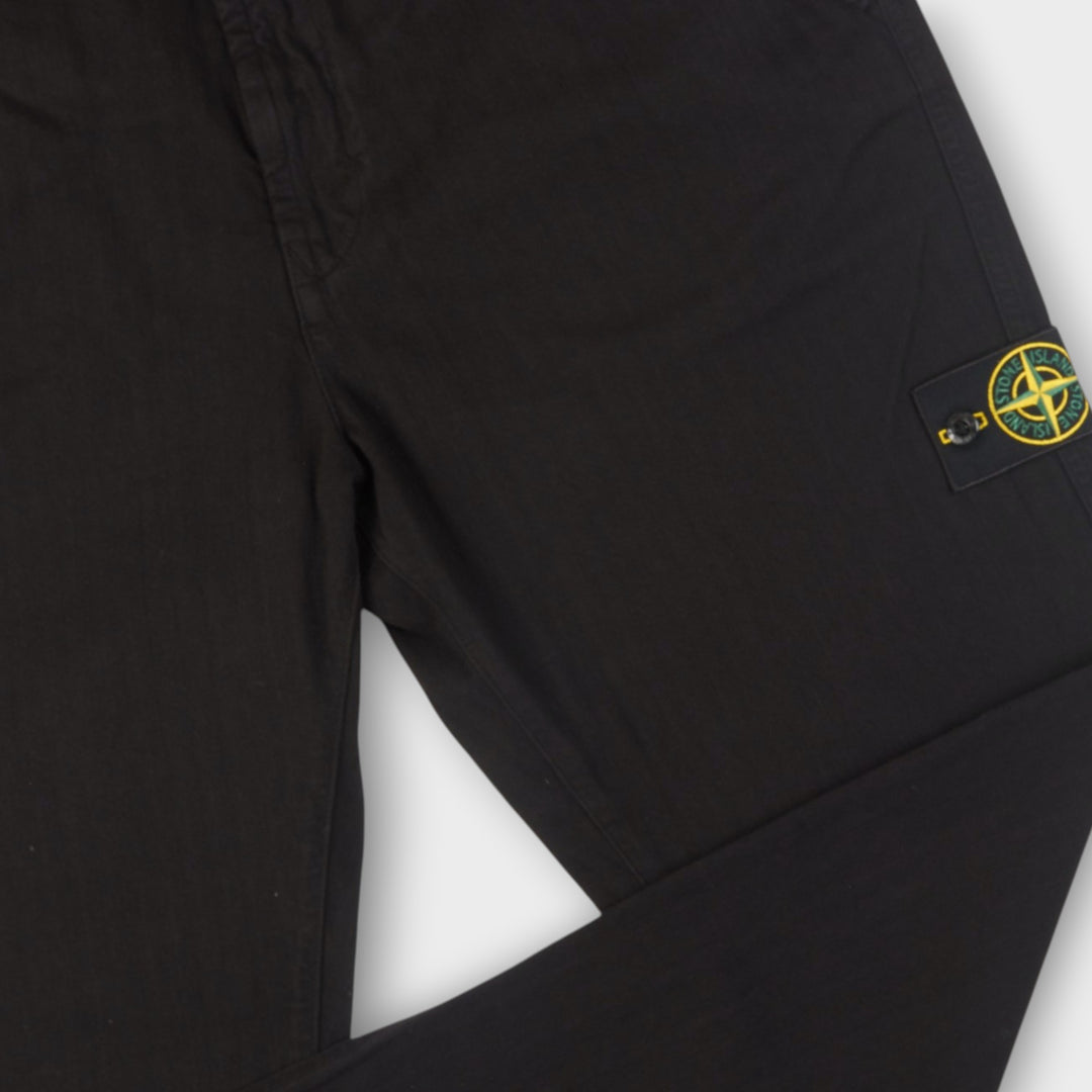Stone Island Cotton Herringbone Chino Bukser I Sort