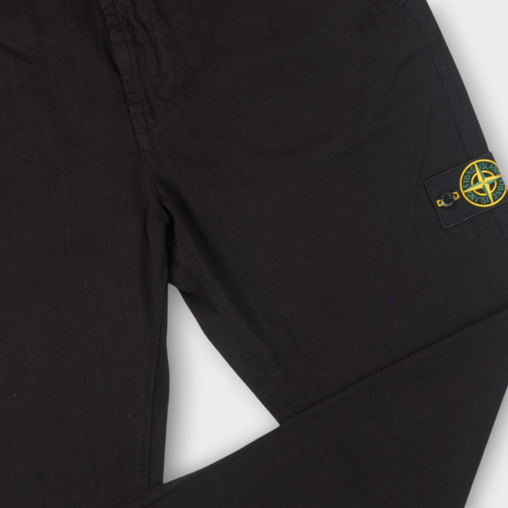 Stone Island Cotton Herringbone Chino Bukser I Sort