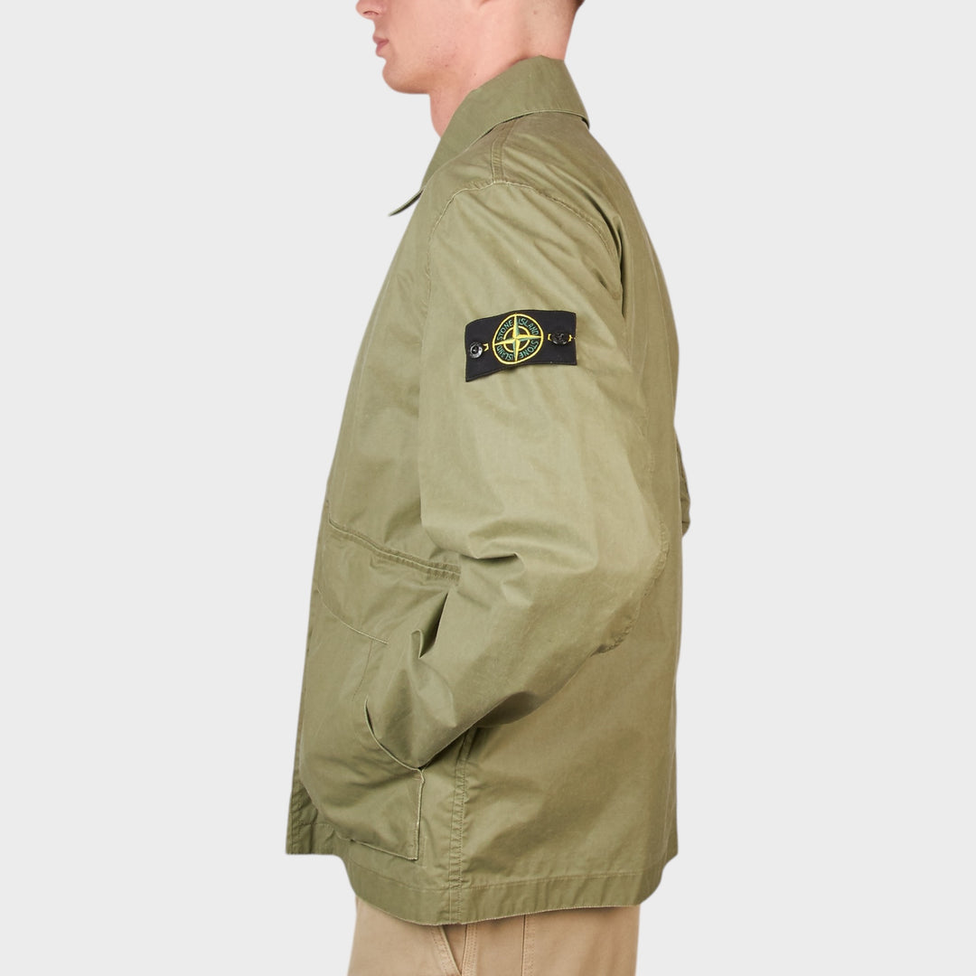 Stone Island Pigmented Wax Coach Jacket I Grøn