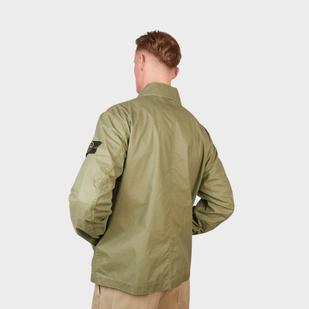 Stone Island Pigmented Wax Coach Jacket I Grøn