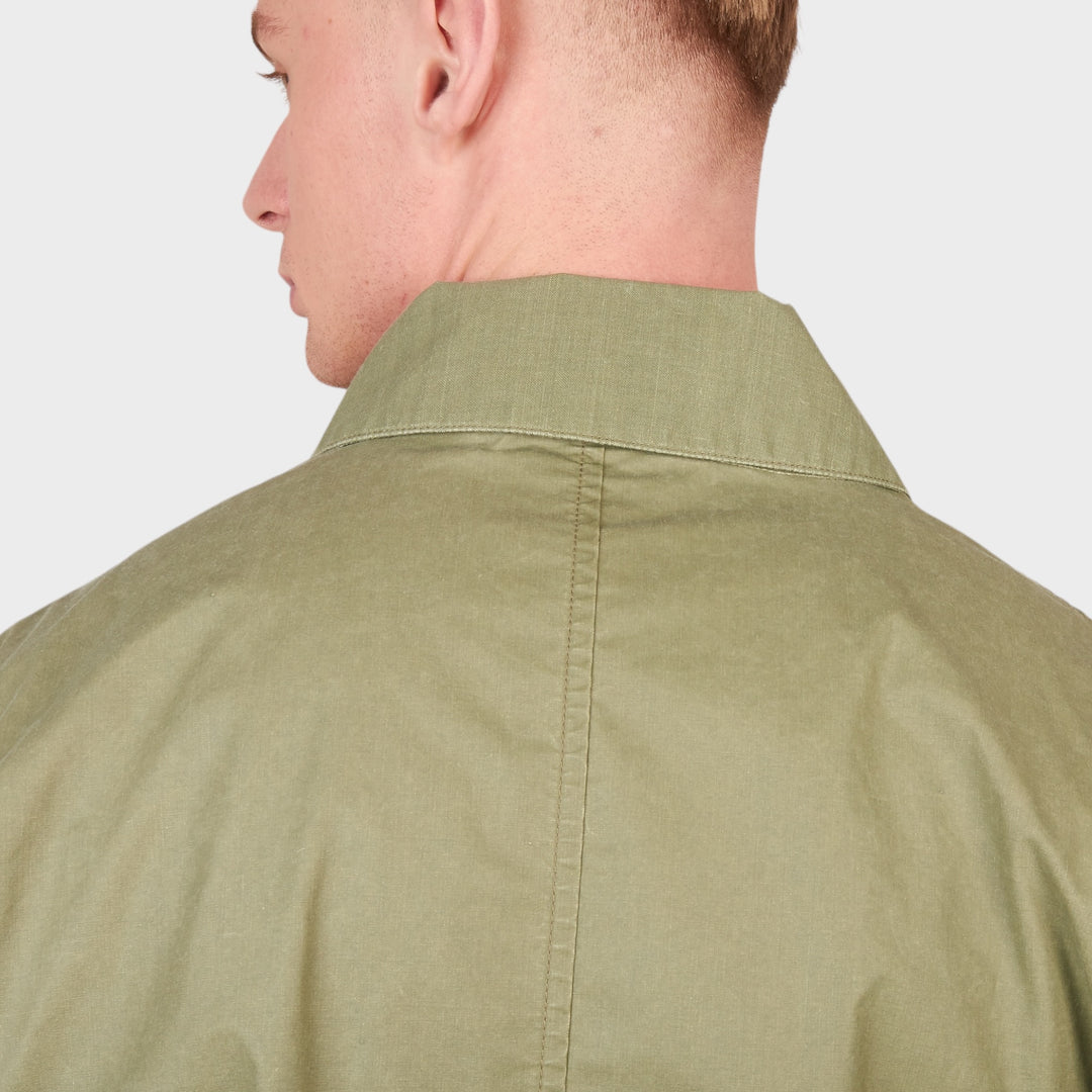 Stone Island Pigmented Wax Coach Jacket I Grøn