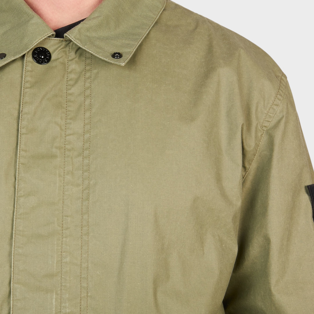 Stone Island Pigmented Wax Coach Jacket I Grøn