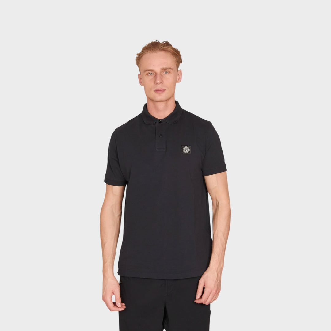 Stone Island Patch Logo Polo In Navy
