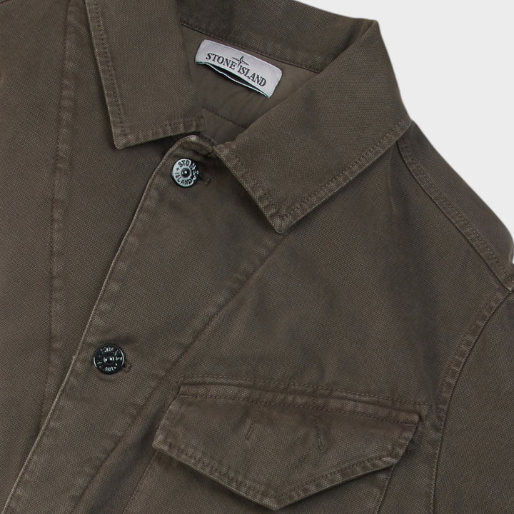 Stone Island Cotton Panama "OLD" Effect  Padded Coach Jakke I Coal Grey